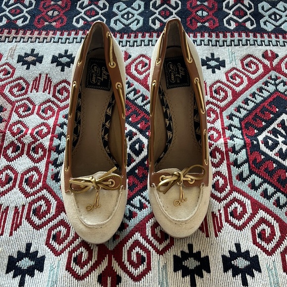 Milly for sperry top-sider canvas and leather espadrille heels size 9.5 - Picture 1 of 9
